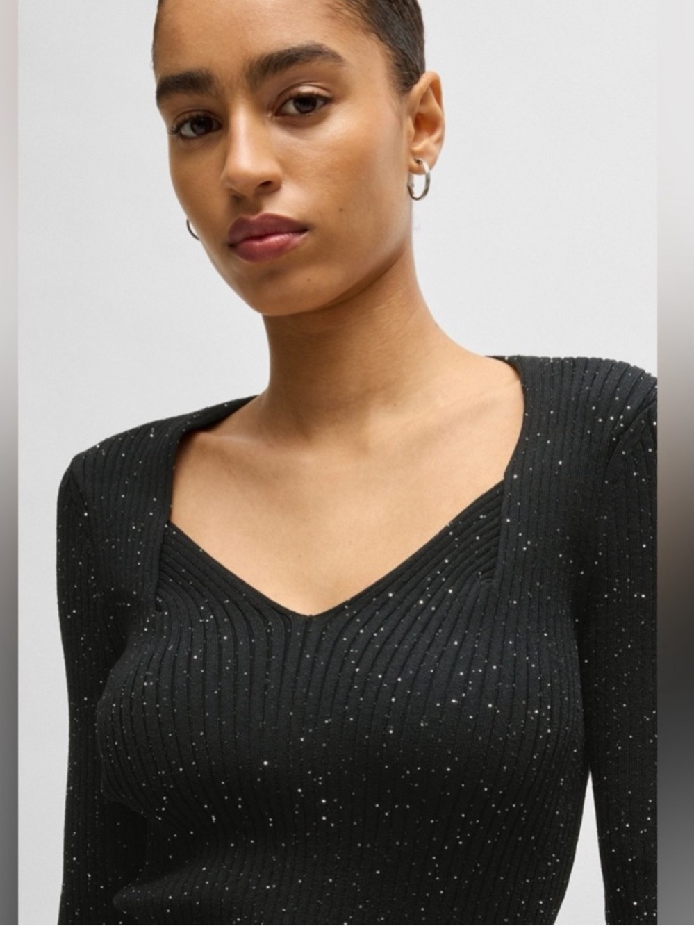 NWT HUGO BOSS RIBBED SWEATER WITH SEQUIN EMBELLISHMENTS SZ XL - Picture 4 of 12